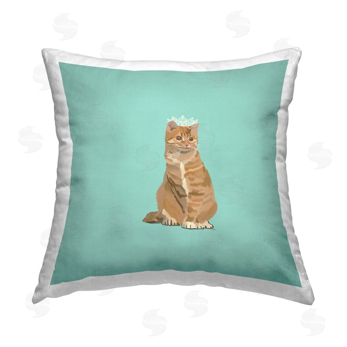 Amelia Noyes Orange Cat with Crown Printed Plush Polyester Throw Pillow
