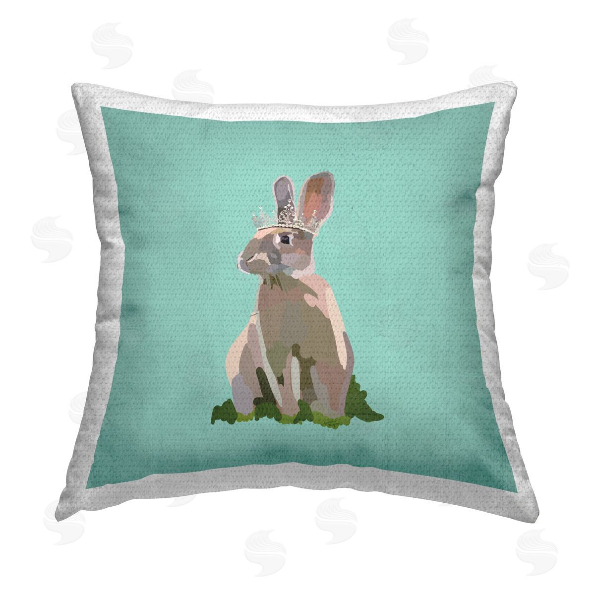 Amelia Noyes Bunny Wearing Crown Outdoor Quick-Dry Polyester Printed Throw Pillow