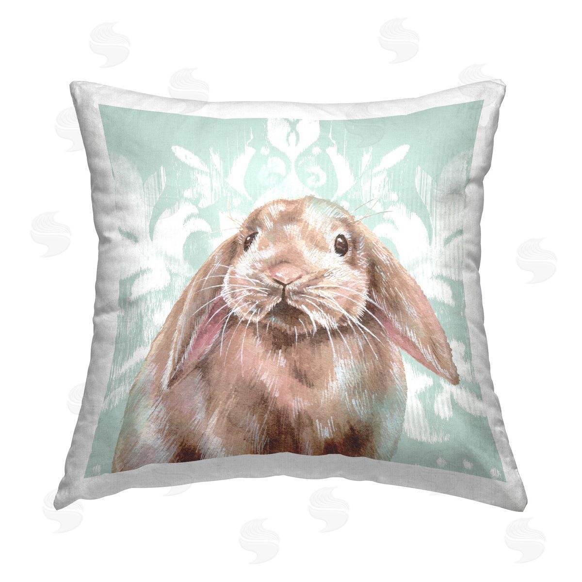 Courtney Morgenstern Bunny with Floral Pattern Printed Plush Polyester Throw Pillow