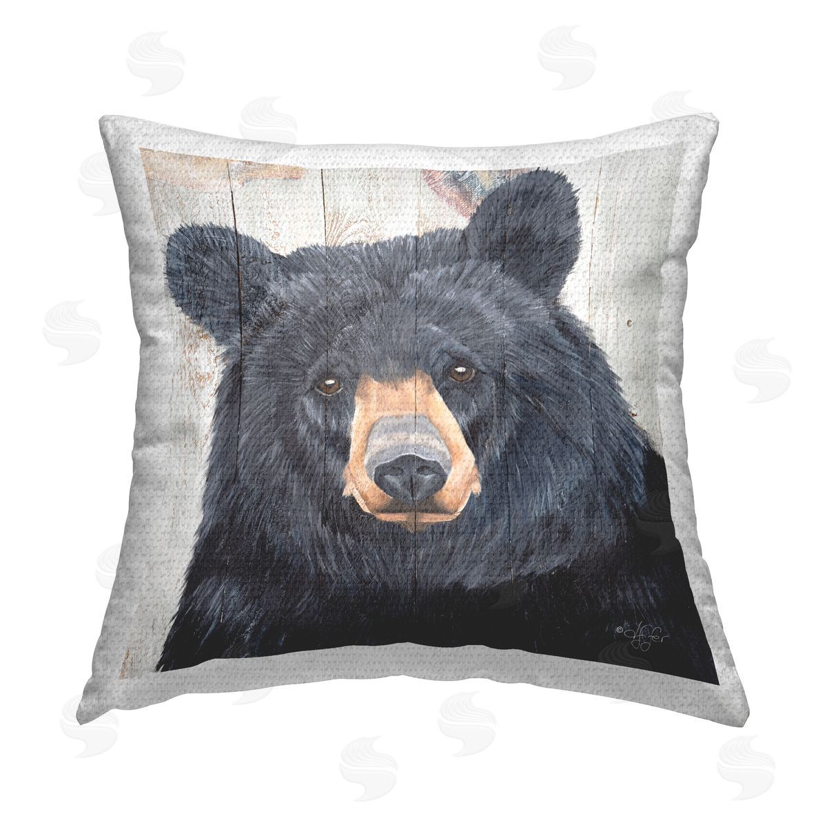 Diane Fifer Rustic Bear Face Outdoor Quick-Dry Polyester Printed Throw Pillow