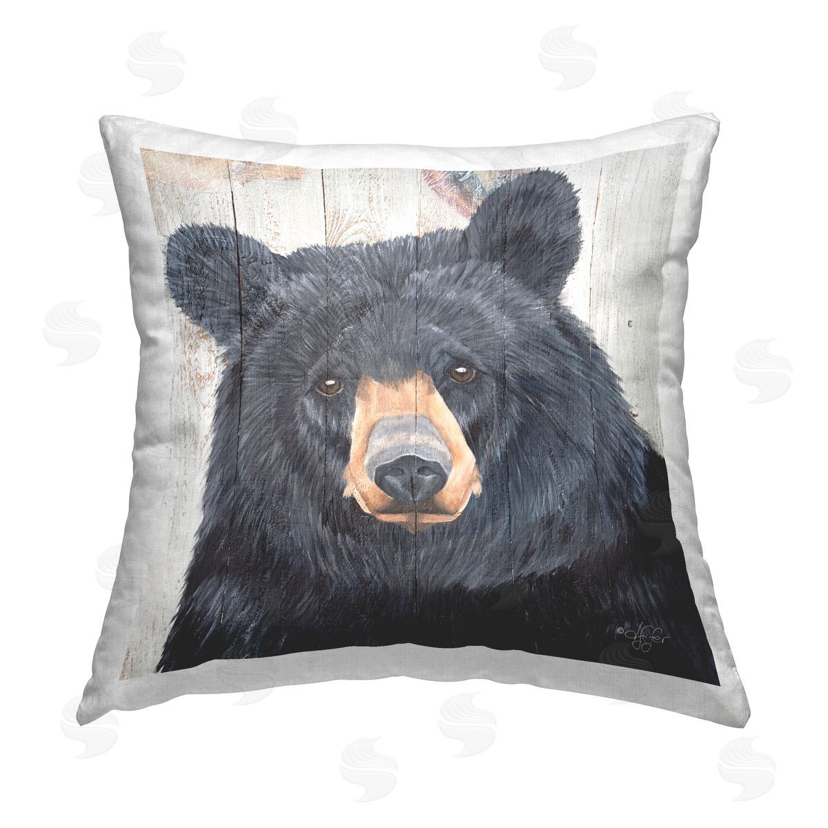 Diane Fifer Rustic Bear Face Printed Plush Polyester Throw Pillow