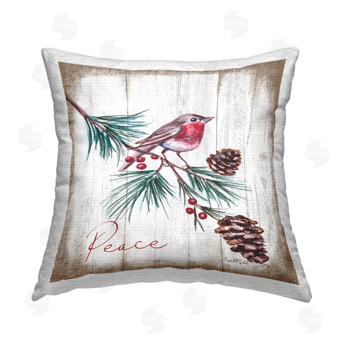 Elizabeth Tyndall Seasonal Rustic Bird Outdoor Quick-Dry Polyester Printed Throw Pillow