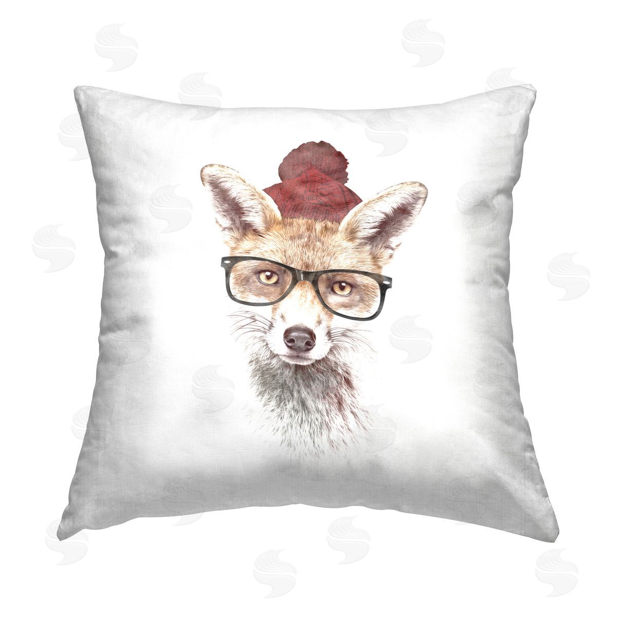 Robert Farkas Minimal Hipster Fox Printed Plush Polyester Throw Pillow