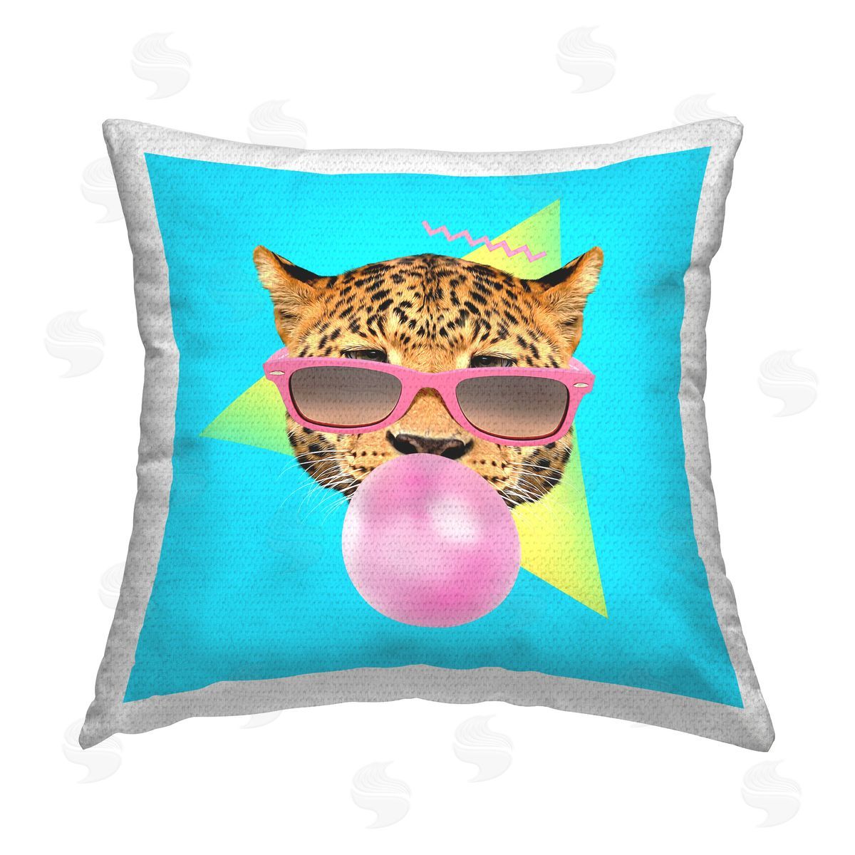 Robert Farkas Groovy Glasses Leopard Outdoor Quick-Dry Polyester Printed Throw Pillow