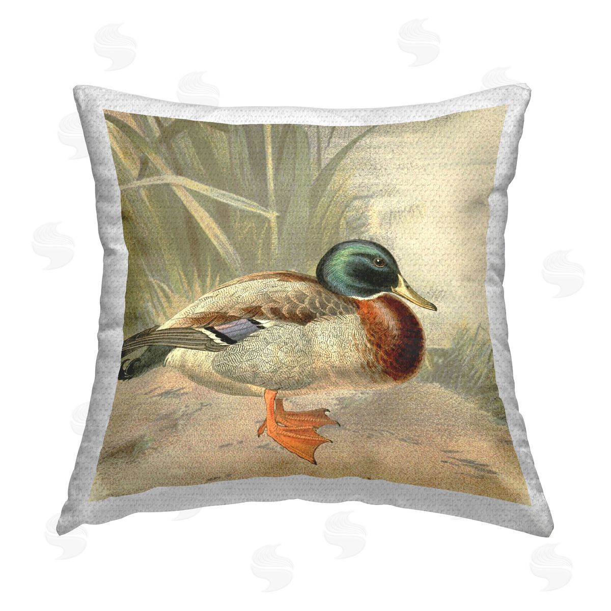 Gail Fraser Mallard Duck Scene Outdoor Quick-Dry Polyester Printed Throw Pillow