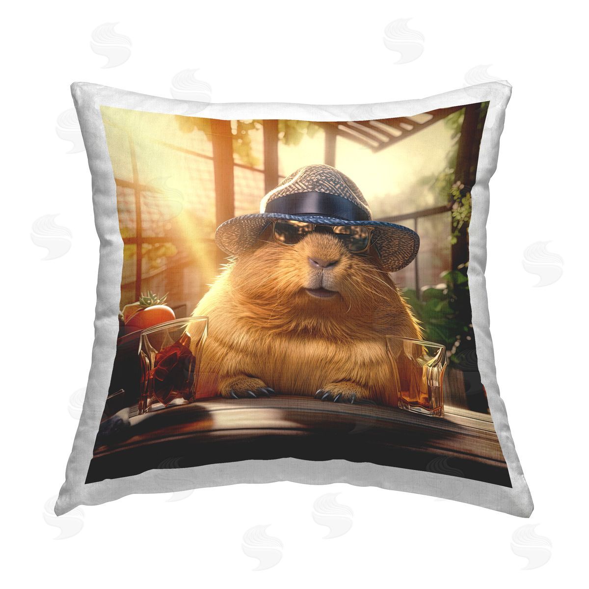 Jim Baldwin Capybara at Brewery Printed Plush Polyester Throw Pillow