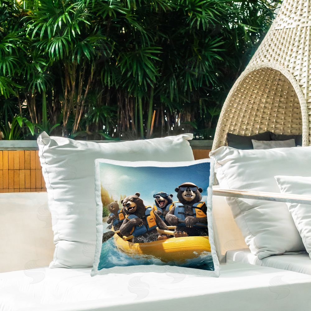 Jim Baldwin Fun Rafting Bears Outdoor Quick-Dry Polyester Printed Throw Pillow in Back Yard