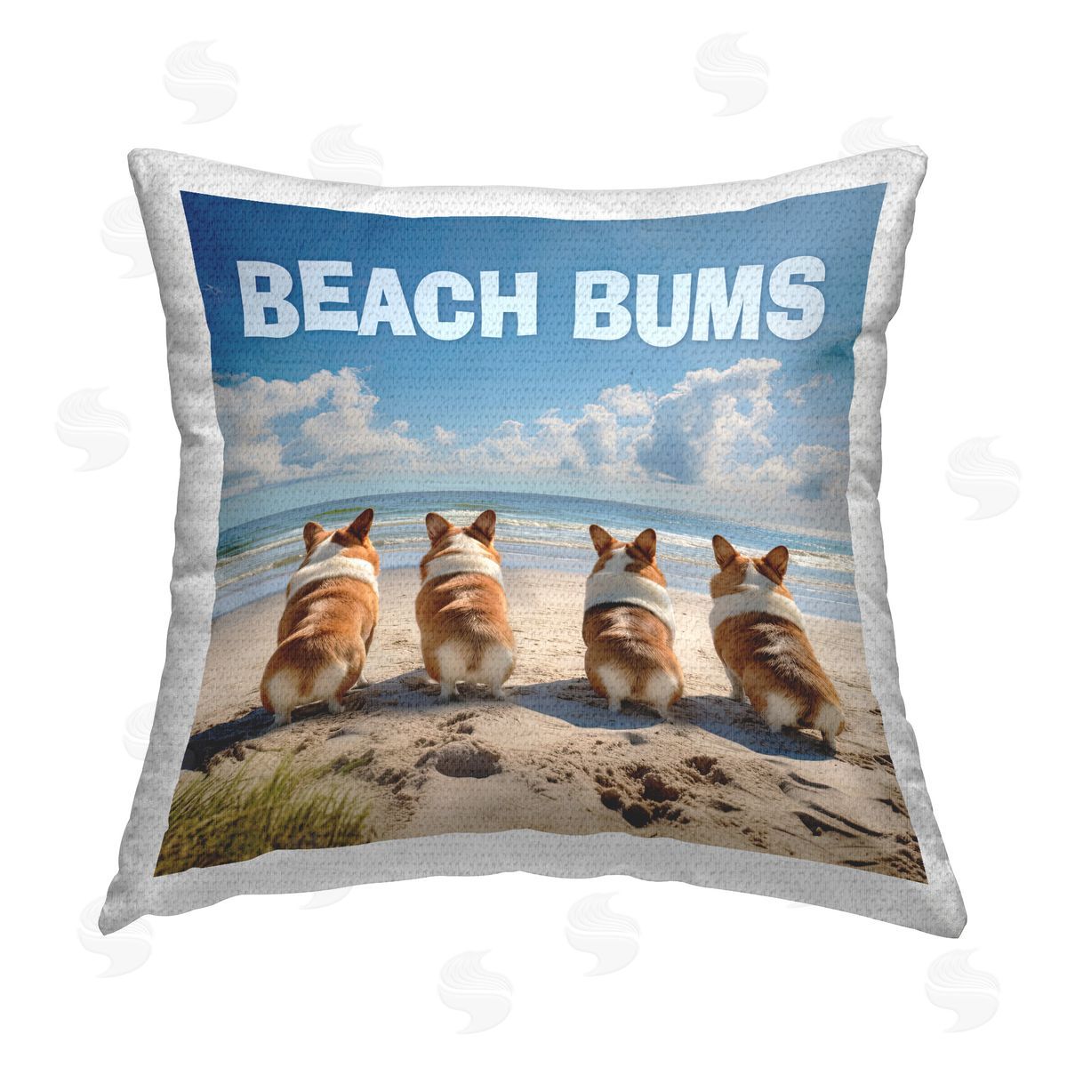 Jim Baldwin Beach Bums Corgis Outdoor Quick-Dry Polyester Printed Throw Pillow