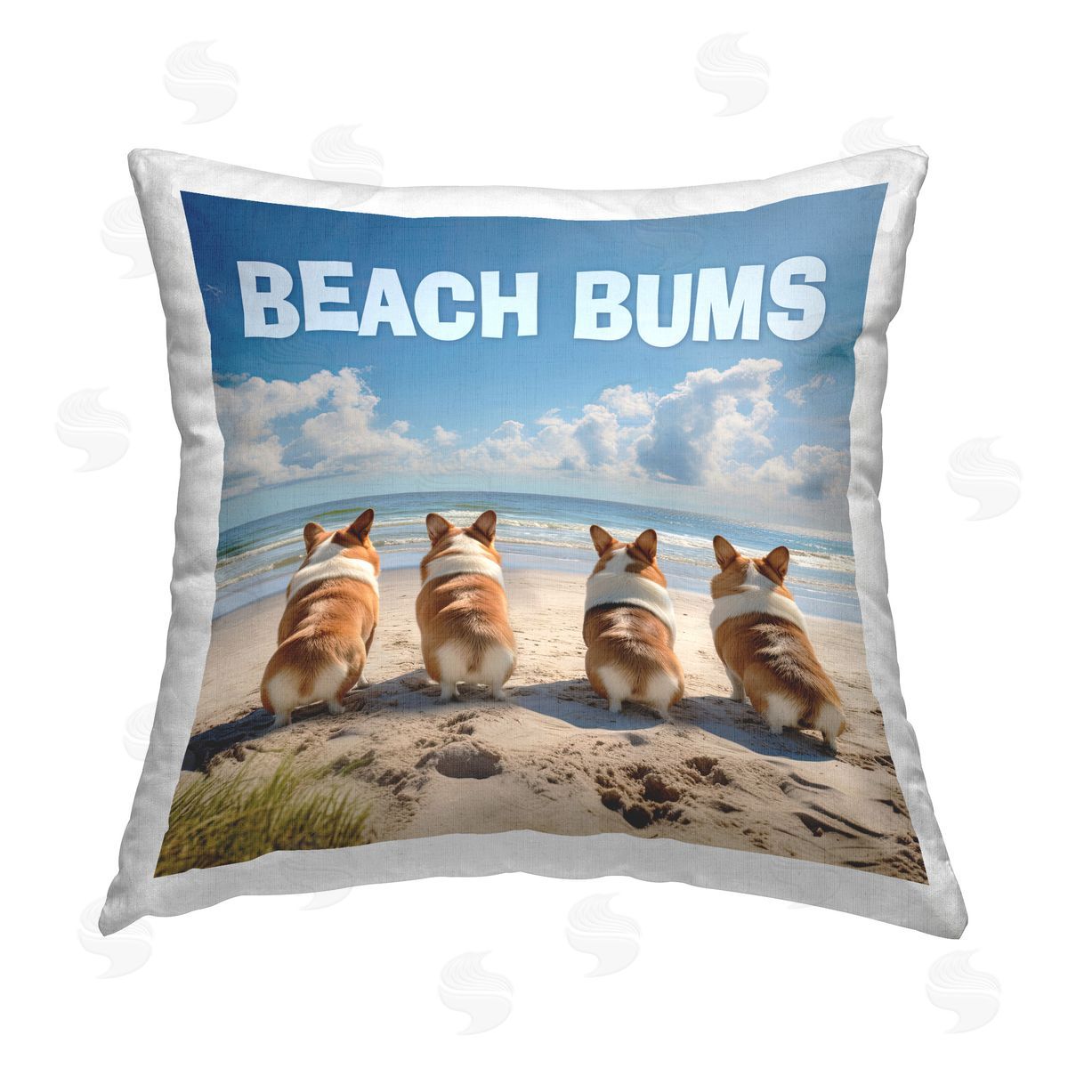 Jim Baldwin Beach Bums Corgis Printed Plush Polyester Throw Pillow