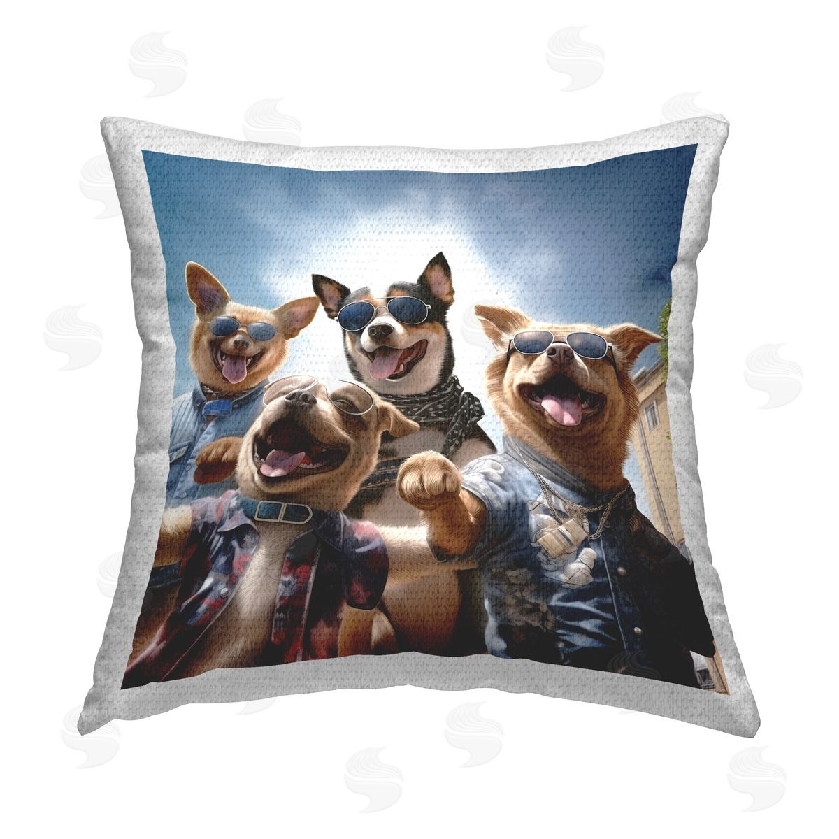 Jim Baldwin Happy Dog Friends Outdoor Quick-Dry Polyester Printed Throw Pillow