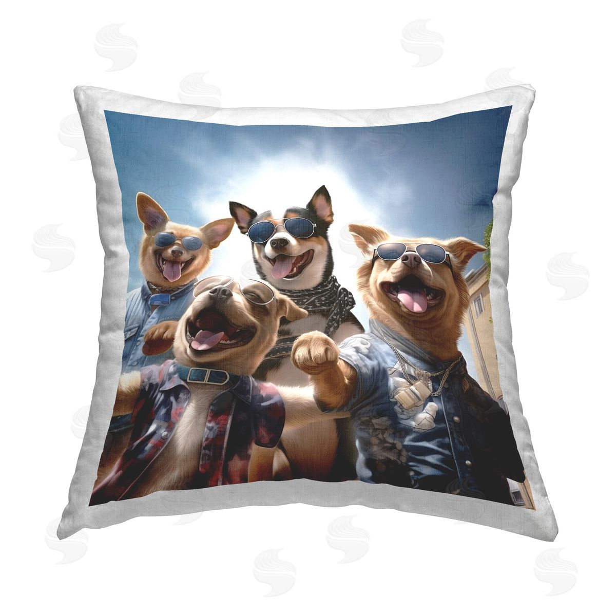 Jim Baldwin Happy Dog Friends Printed Plush Polyester Throw Pillow