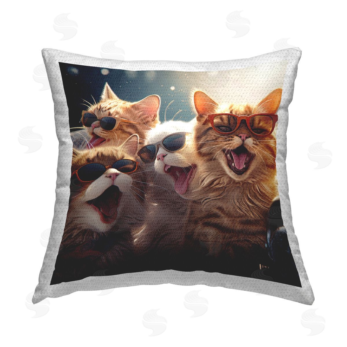 Jim Baldwin Happy Meowing Cats Outdoor Quick-Dry Polyester Printed Throw Pillow