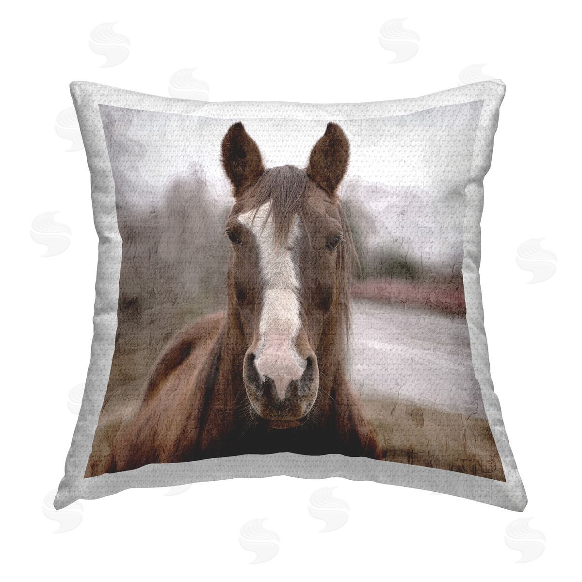 Kim Allen Rustic Brown Horse Outdoor Quick-Dry Polyester Printed Throw Pillow