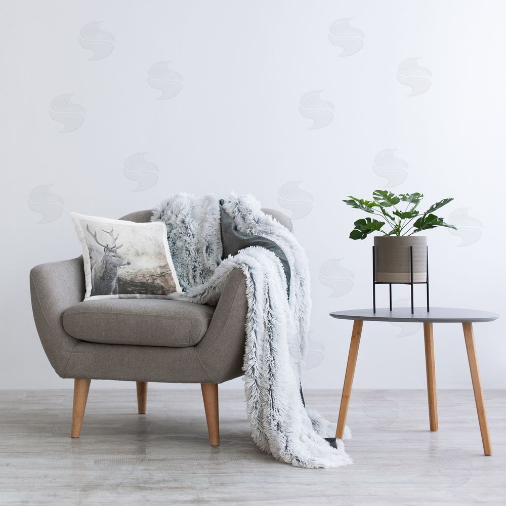 Design Fabrikken Rustic Deer Abstraction Printed Plush Polyester Throw Pillow On Chair