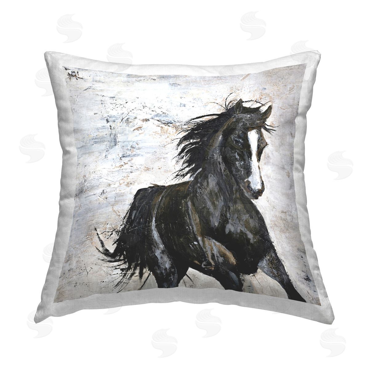 Design Fabrikken Galloping Abstract Horse Printed Plush Polyester Throw Pillow
