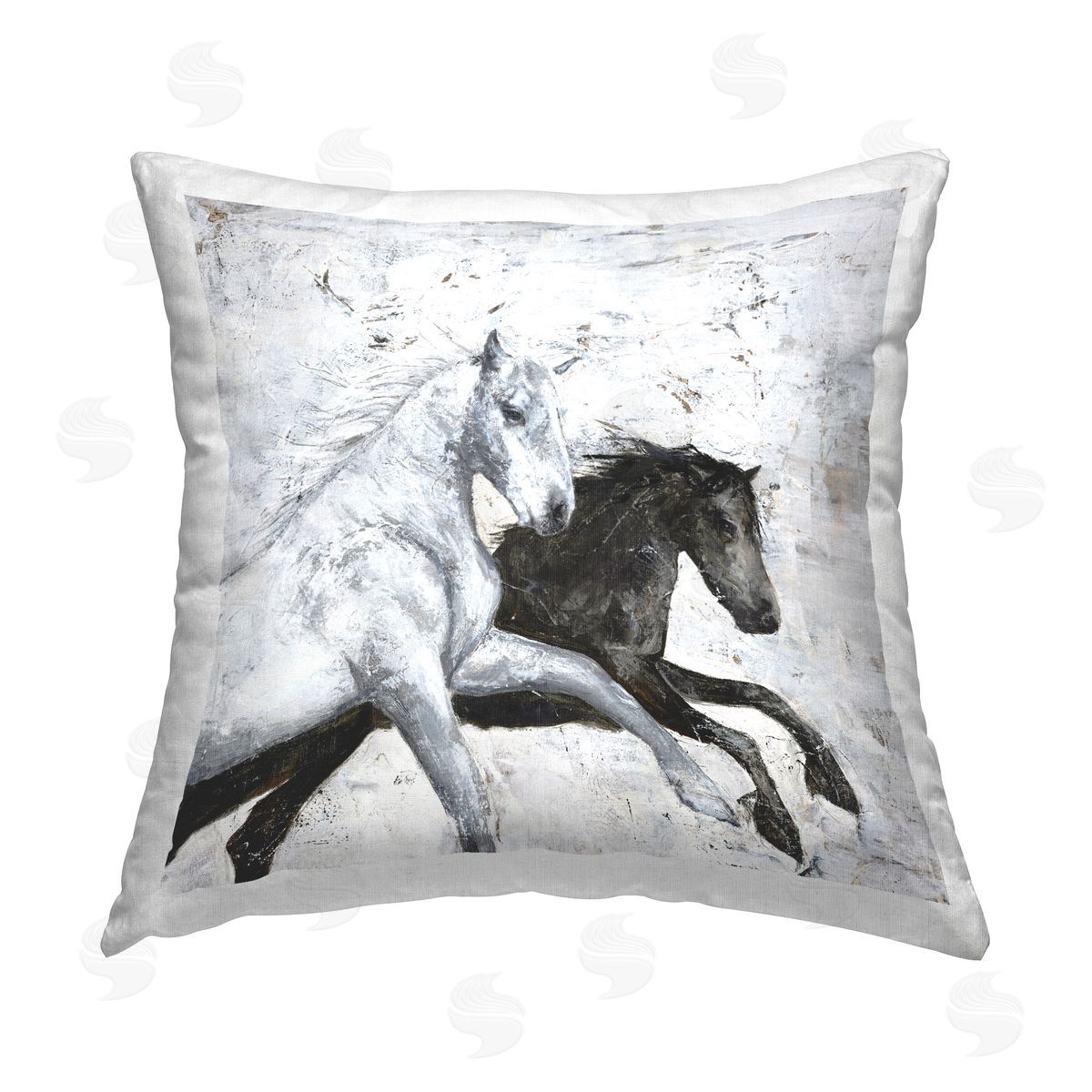 Design Fabrikken Galloping Rustic Horses Printed Plush Polyester Throw Pillow