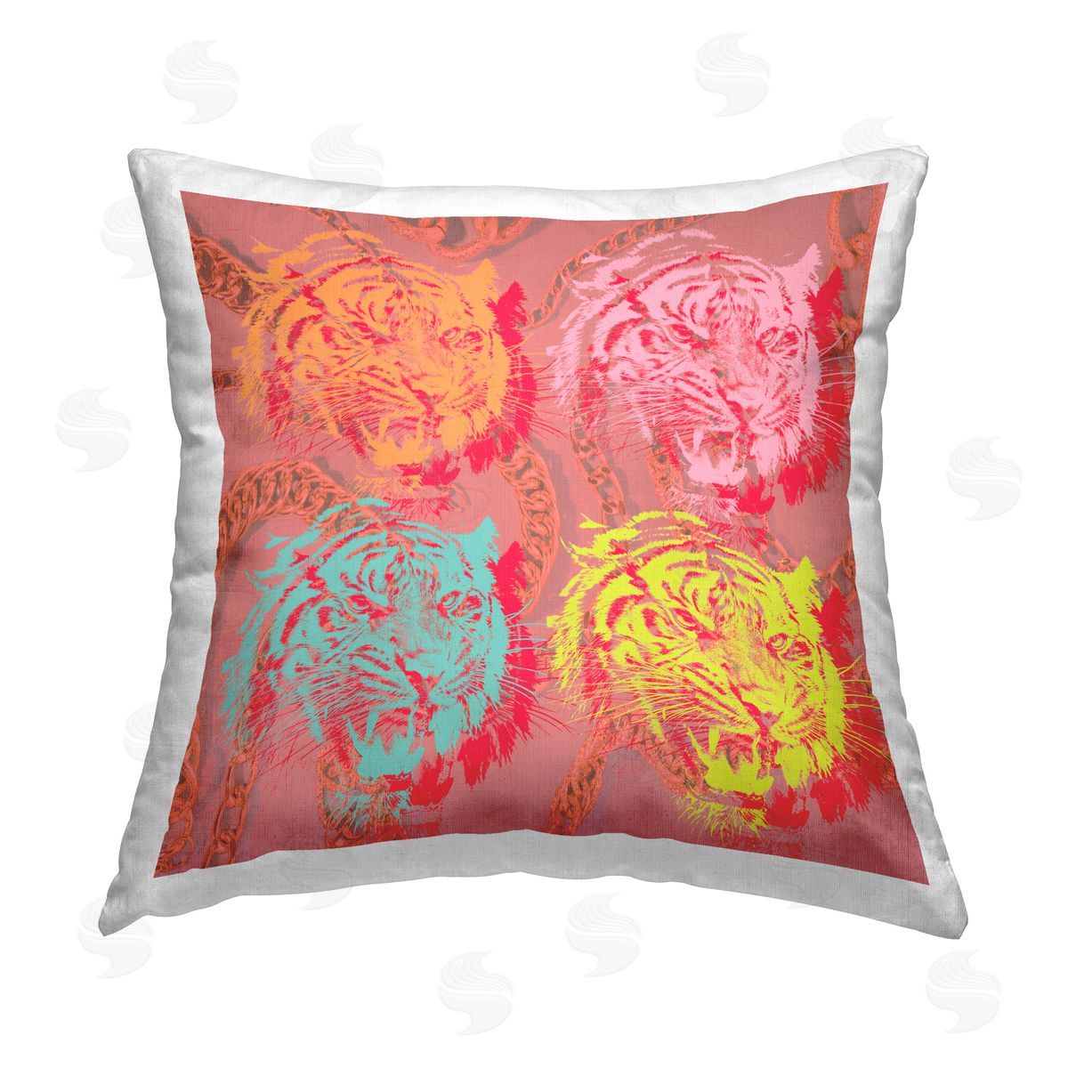 Stupell Studio Modern Pop Tigers Printed Plush Polyester Throw Pillow