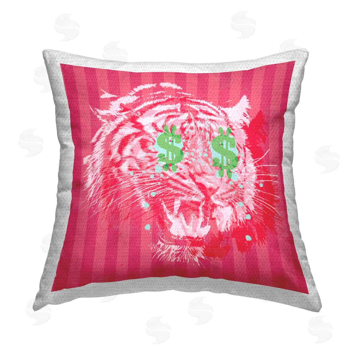 Stupell Studio Pop Tiger on Stripes Outdoor Quick-Dry Polyester Printed Throw Pillow