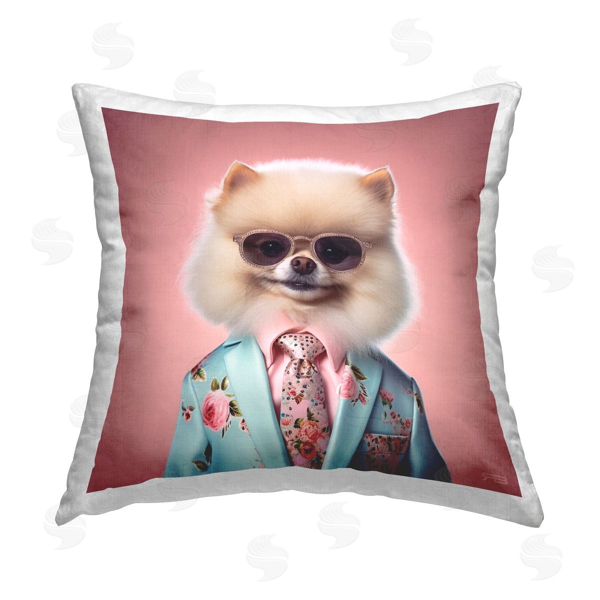 RB Fluffy Trendy Dog Printed Plush Polyester Throw Pillow