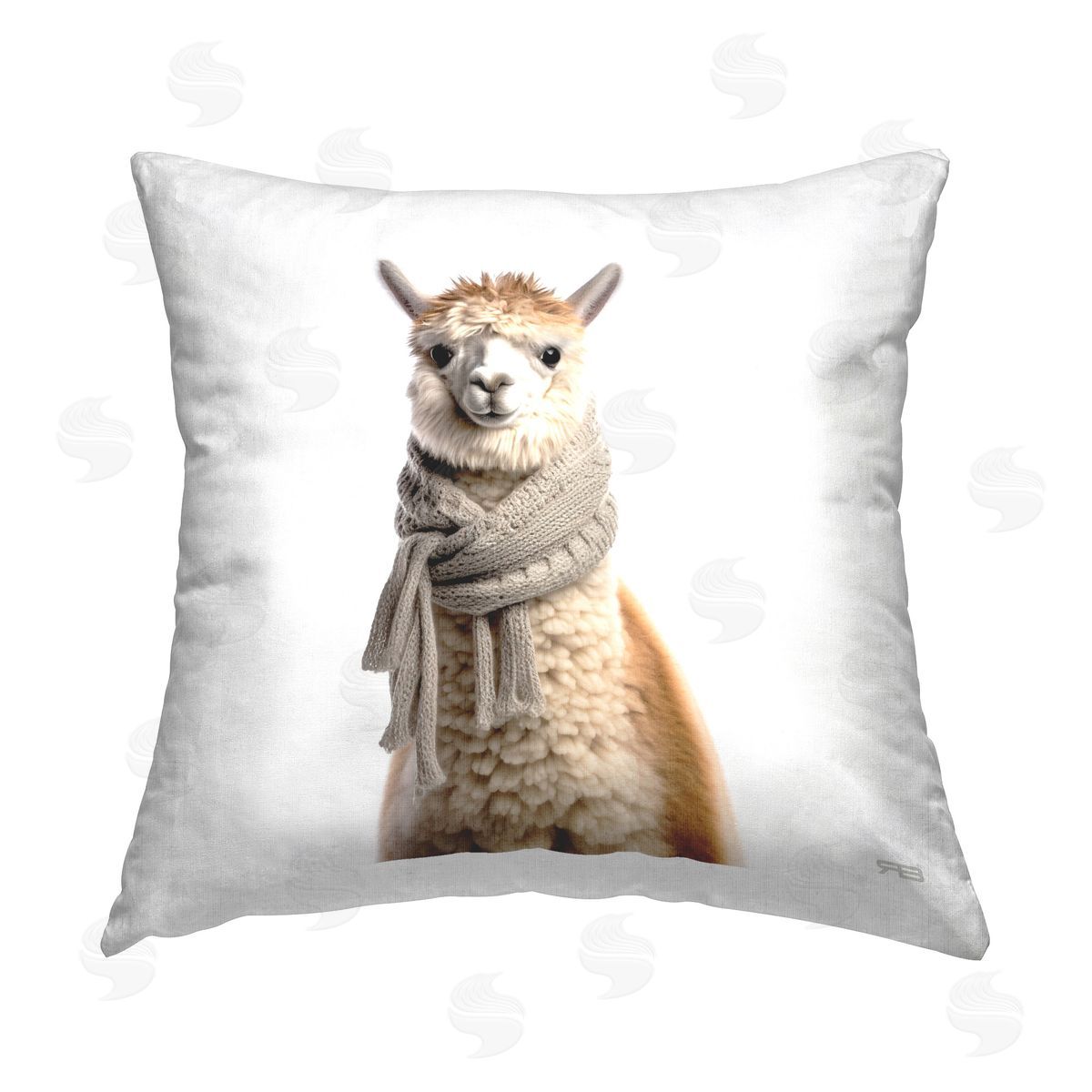 RB Fluffy Alpaca in Scarf Printed Plush Polyester Throw Pillow