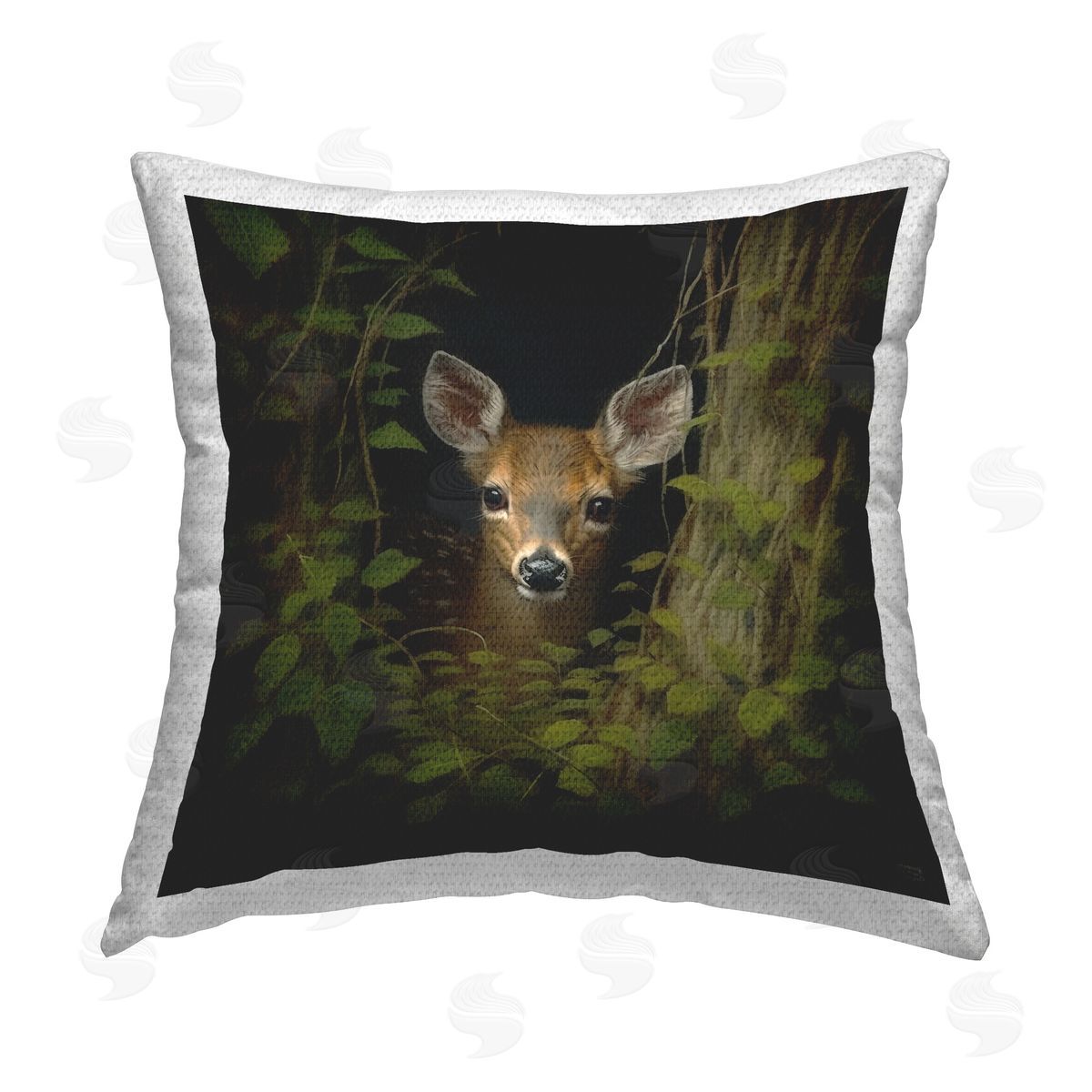 RB Fawn Peeking Ivy Plants Outdoor Quick-Dry Polyester Printed Throw Pillow