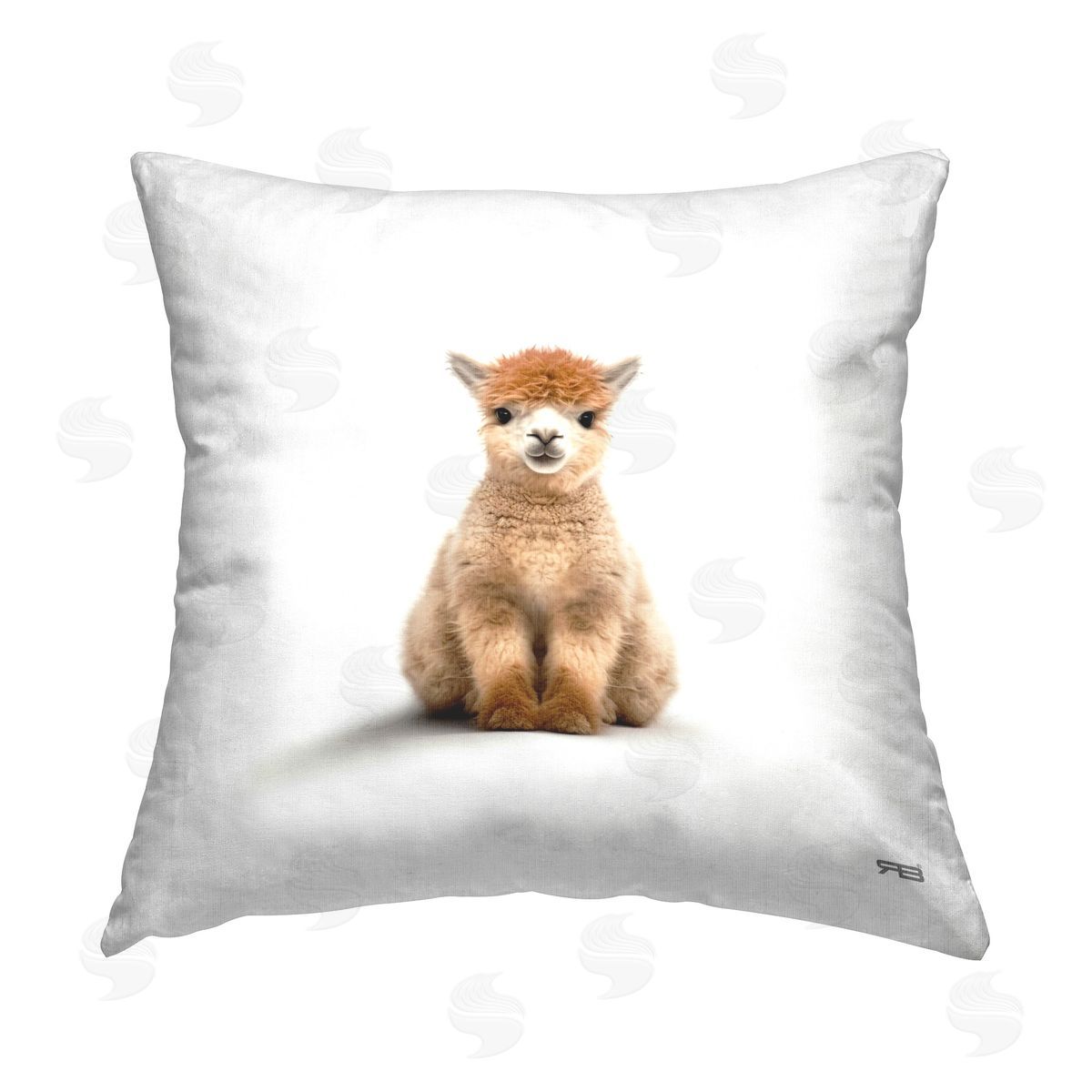 RB Minimal Baby Llama Printed Plush Polyester Throw Pillow
