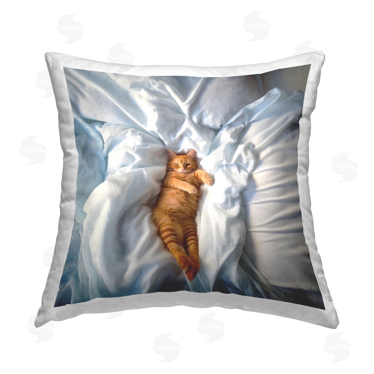 RB Resting Cat Snuggling Printed Plush Polyester Throw Pillow