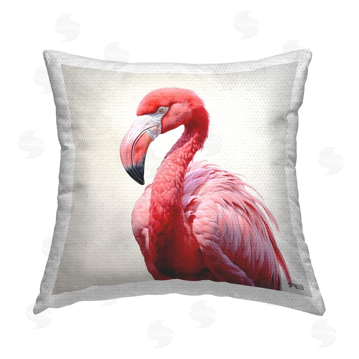 RB Flamingo with Fluffed Feathers Outdoor Quick-Dry Polyester Printed Throw Pillow