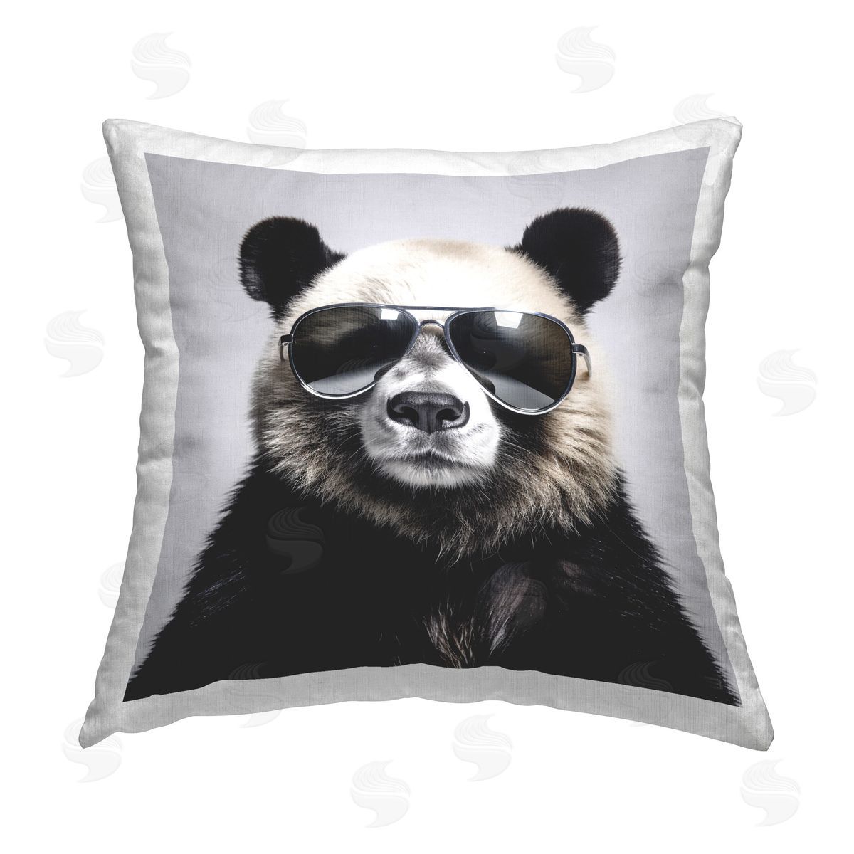 RB Trendy Panda with Sunglasses Printed Plush Polyester Throw Pillow