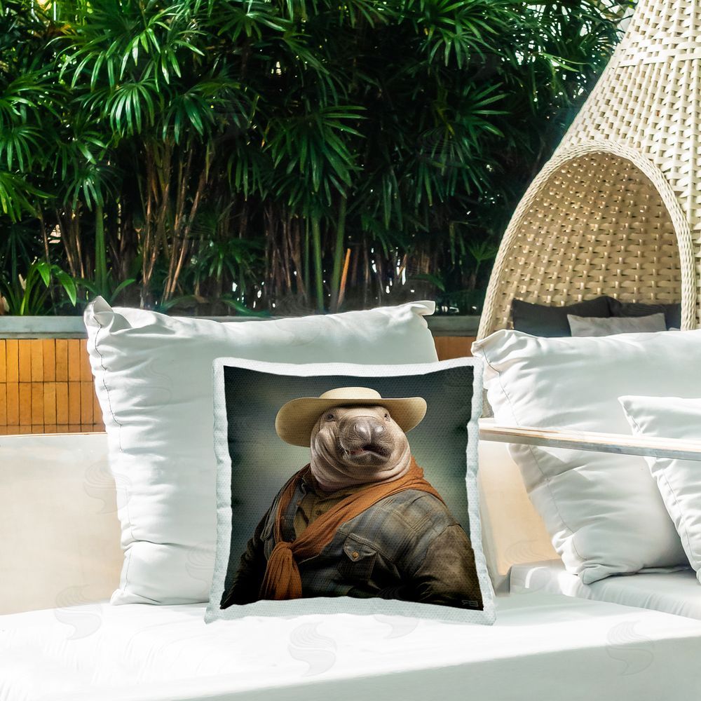 RB Southwestern Sea Life Portrait Outdoor Quick-Dry Polyester Printed Throw Pillow in Back Yard