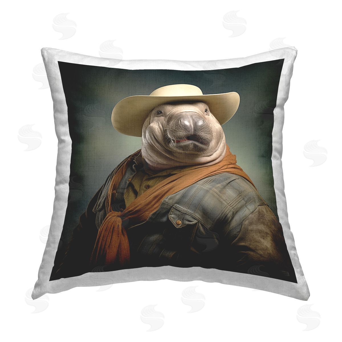 RB Southwestern Sea Life Portrait Printed Plush Polyester Throw Pillow