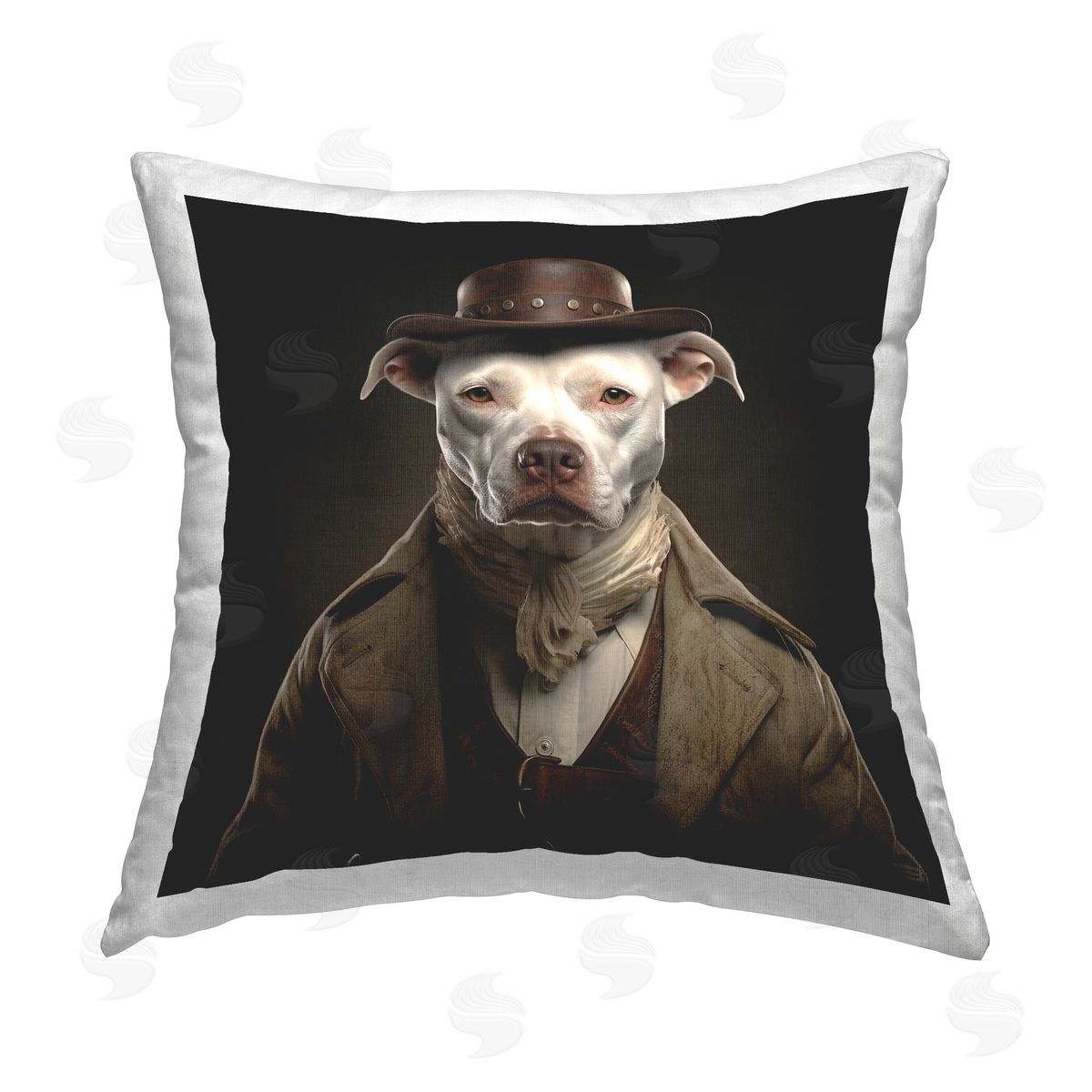 RB Historical Fashion Pit Bull Printed Plush Polyester Throw Pillow