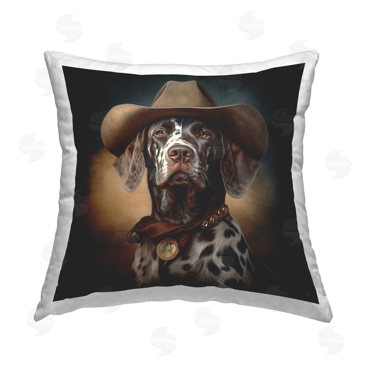 RB Vintage Sheriff Dog Printed Plush Polyester Throw Pillow