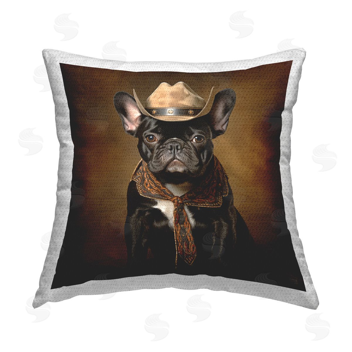 RB Cowboy French Bulldog Outdoor Quick-Dry Polyester Printed Throw Pillow