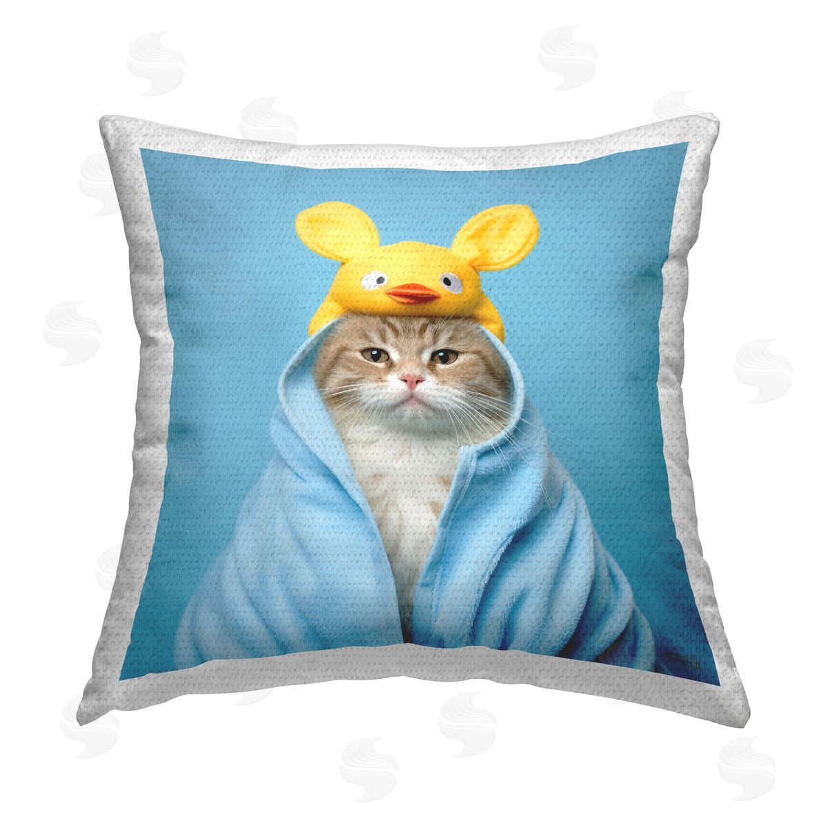 RB Cat in Bathroom Robe Outdoor Quick-Dry Polyester Printed Throw Pillow