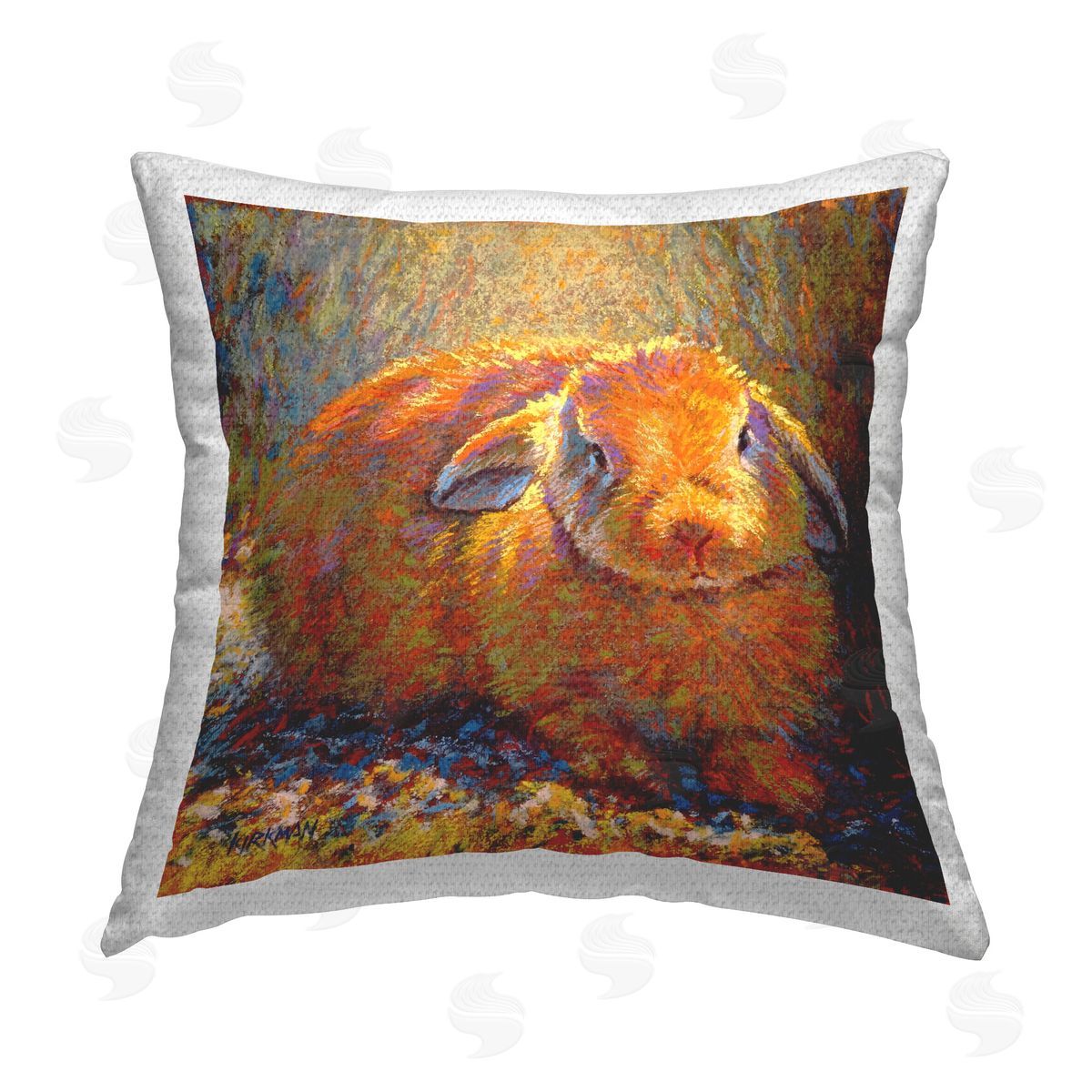 Rita Kirkman Impressionist Brown Rabbit Outdoor Quick-Dry Polyester Printed Throw Pillow