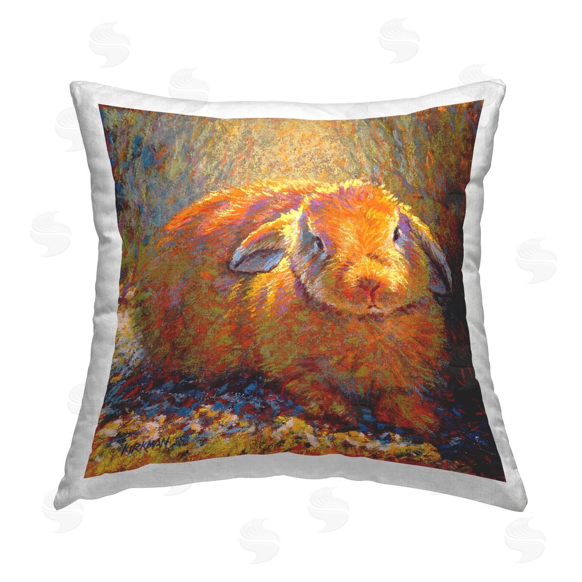 Rita Kirkman Impressionist Brown Rabbit Printed Plush Polyester Throw Pillow