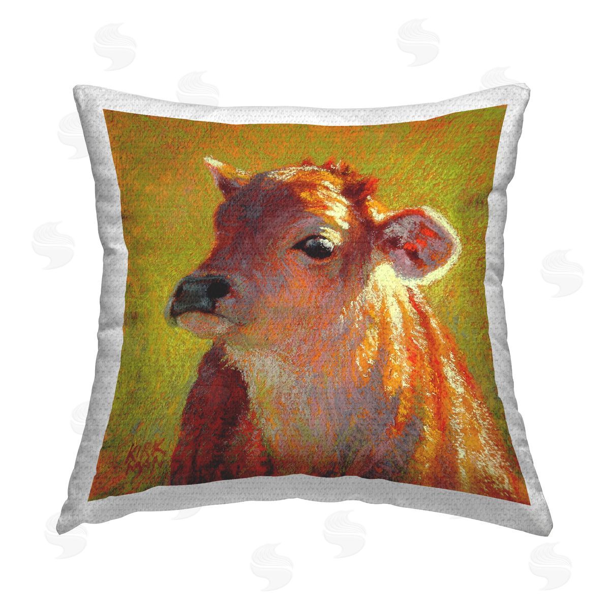 Rita Kirkman Impressionist Sunlit Cow Outdoor Quick-Dry Polyester Printed Throw Pillow