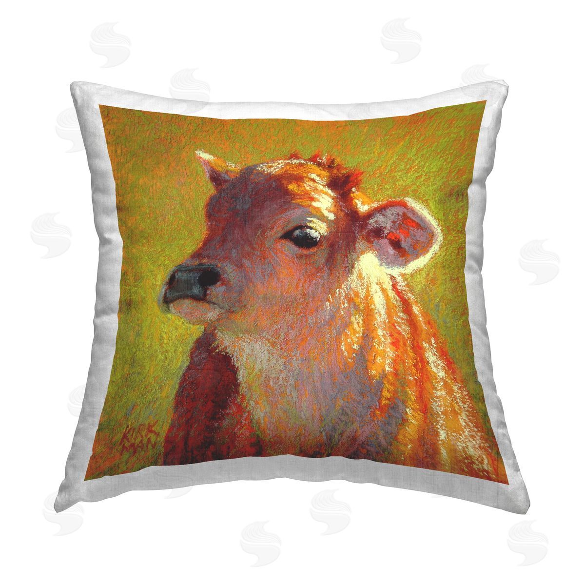 Rita Kirkman Impressionist Sunlit Cow Printed Plush Polyester Throw Pillow