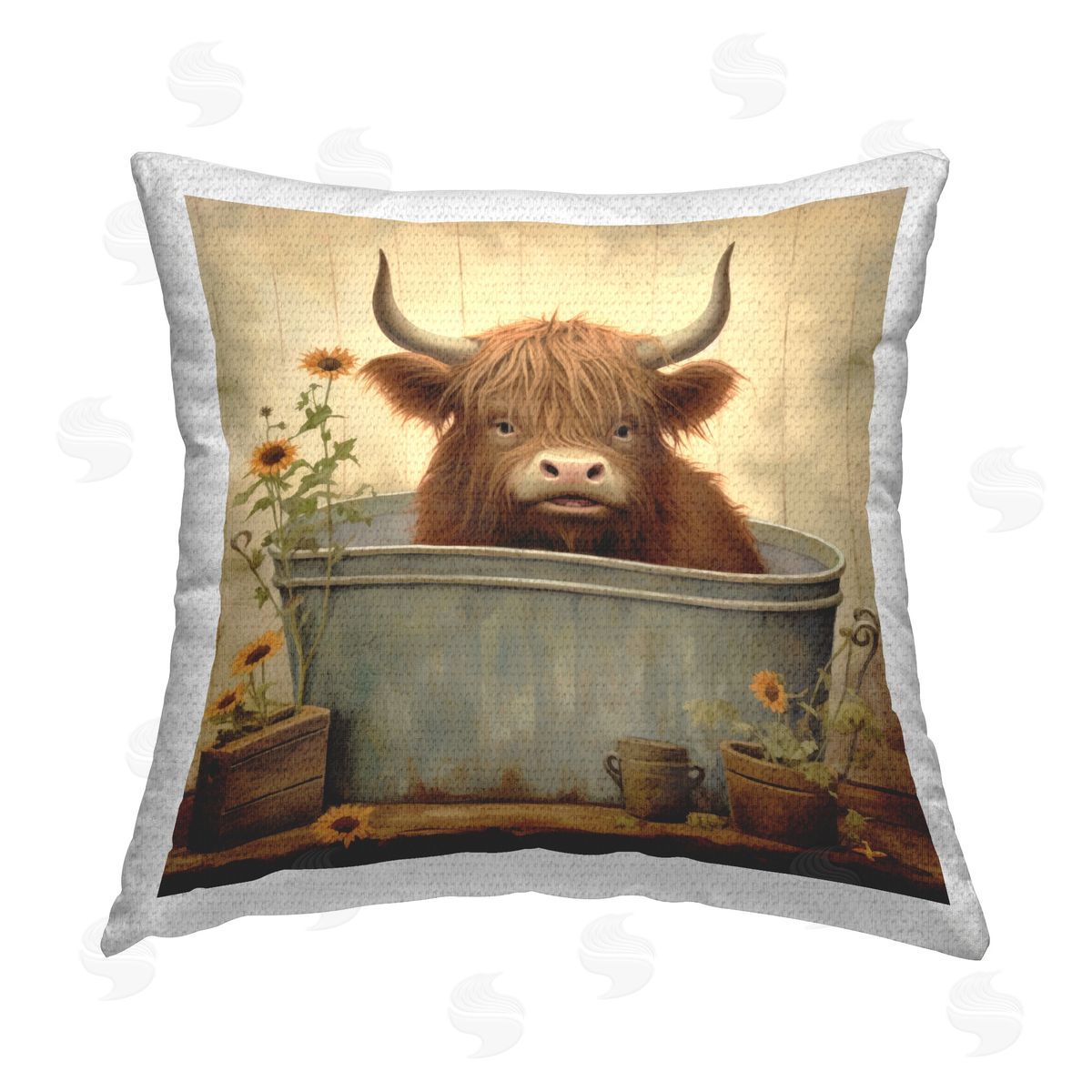 Lazar Studio Bathroom Country Cattle Outdoor Quick-Dry Polyester Printed Throw Pillow