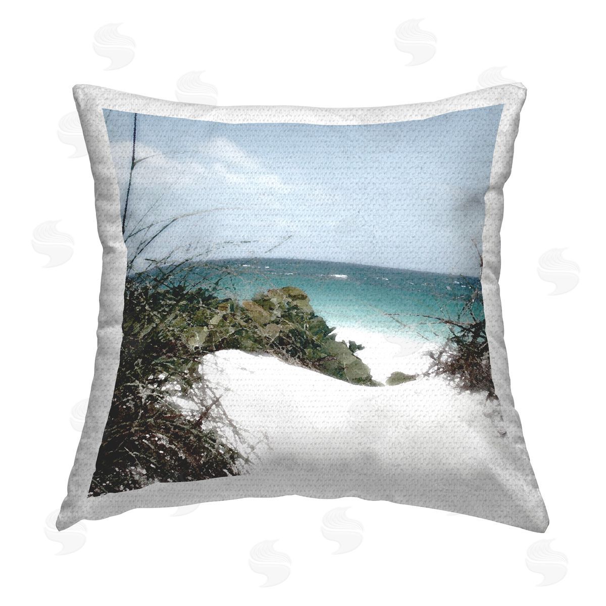 Noah Bay White Sand Beach Outdoor Quick-Dry Polyester Printed Throw Pillow