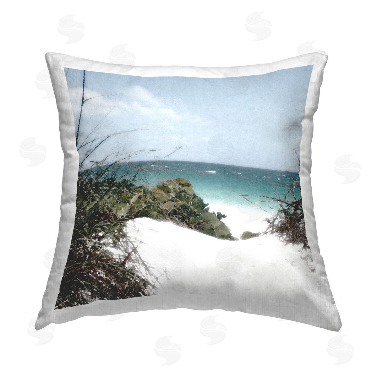 Noah Bay White Sand Beach Printed Plush Polyester Throw Pillow