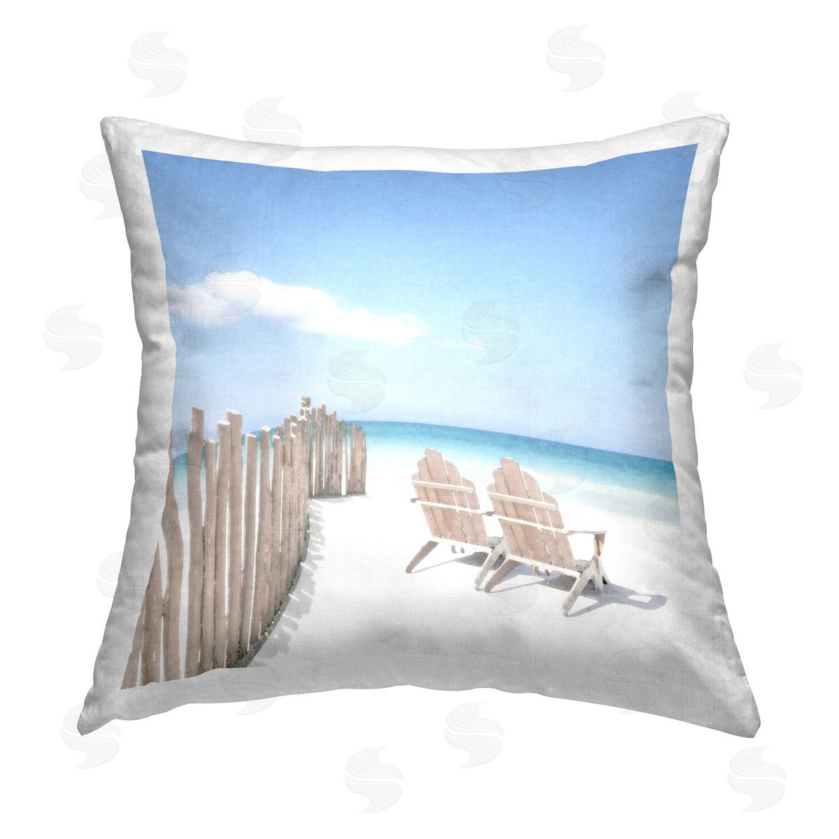 Noah Bay Beach Chairs Scene Printed Plush Polyester Throw Pillow