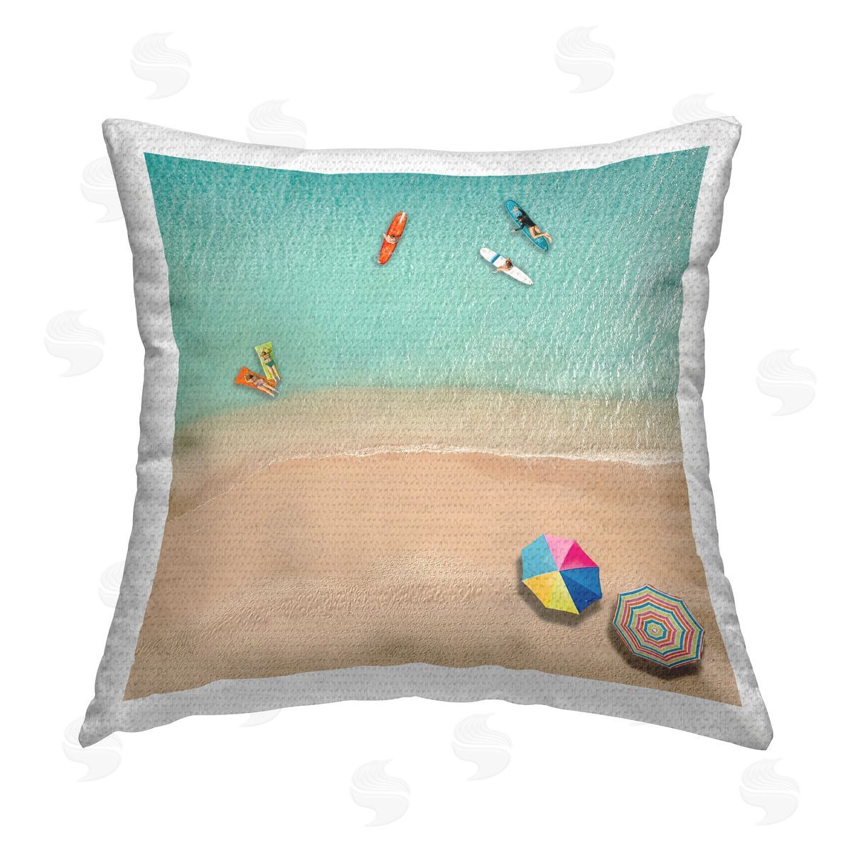 Katrina Craven Aerial Swimming Beachgoers Outdoor Quick-Dry Polyester Printed Throw Pillow