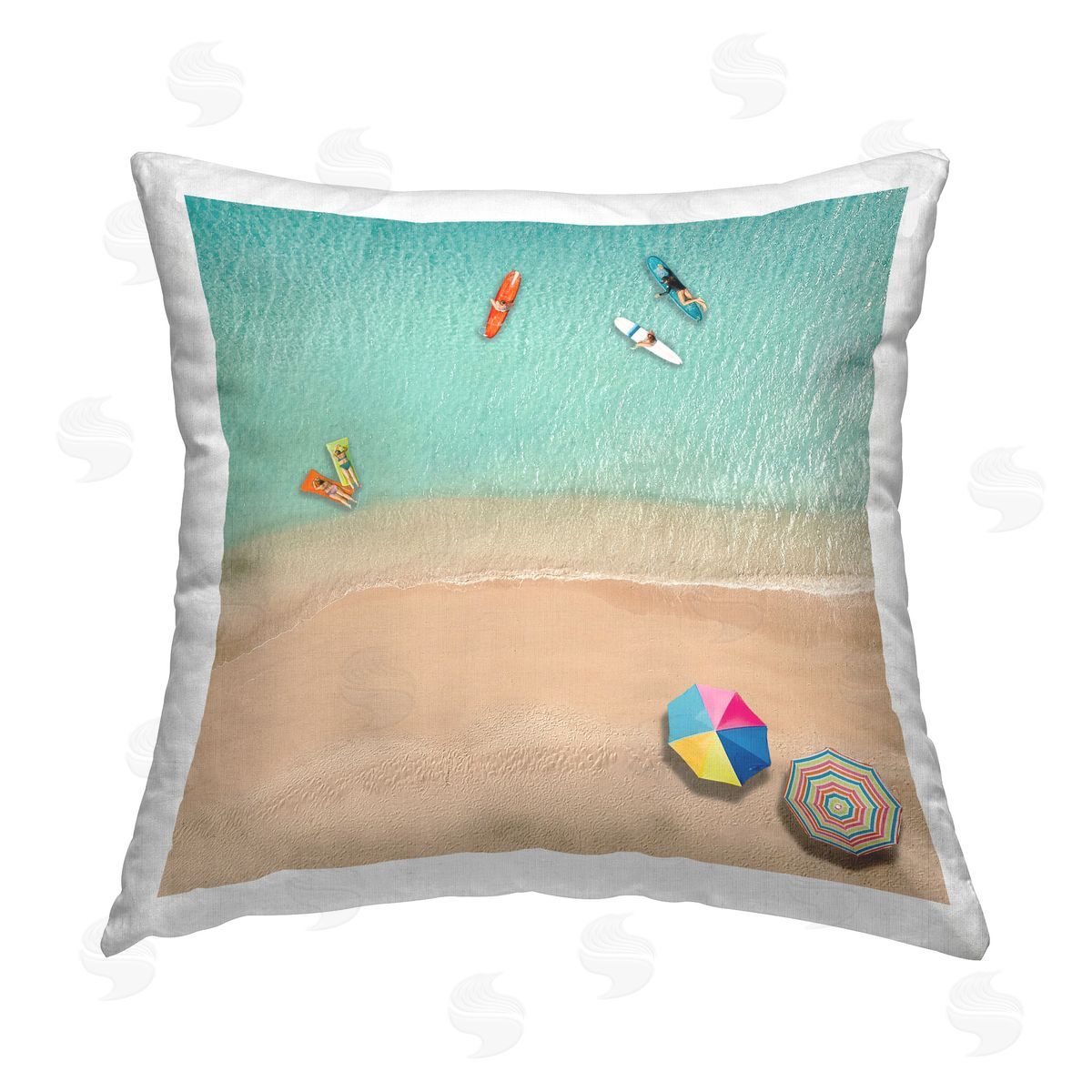 Katrina Craven Aerial Swimming Beachgoers Printed Plush Polyester Throw Pillow
