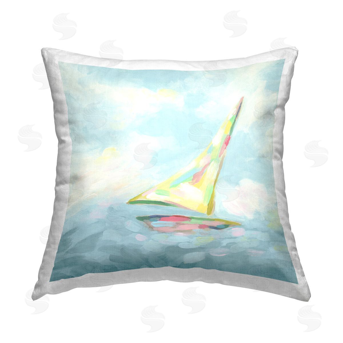 June Erica Vess Flowing Sailboat Abstract Printed Plush Polyester Throw Pillow