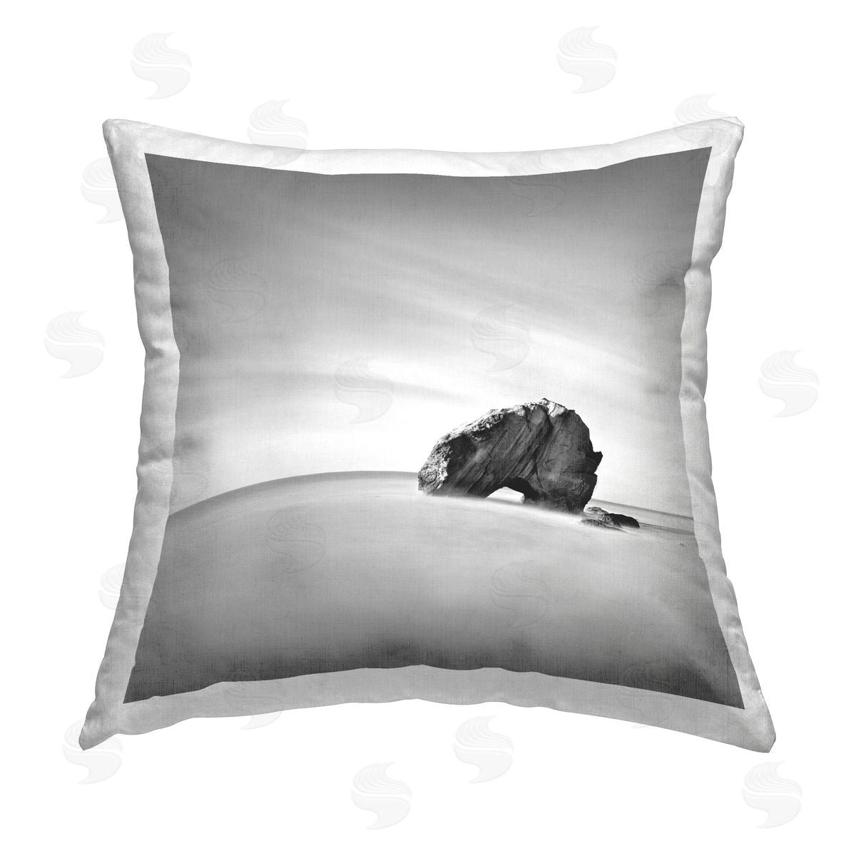 Praxis Studio Monochrome Beach Rocks Printed Plush Polyester Throw Pillow
