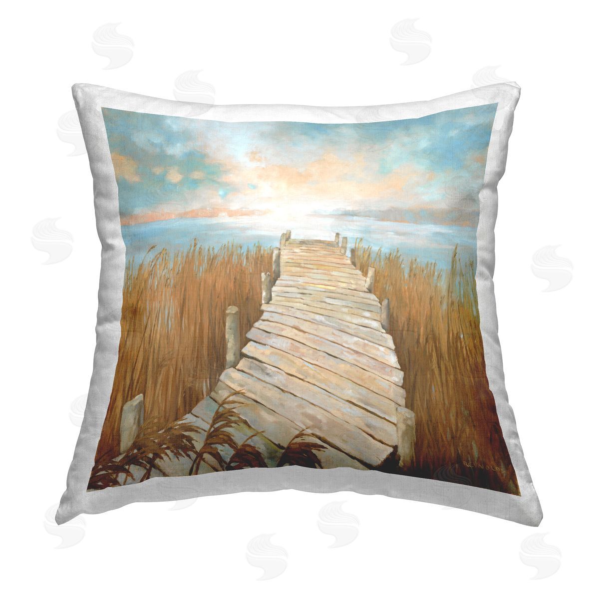 Graham Reynolds Boardwalk Beach Path Printed Plush Polyester Throw Pillow