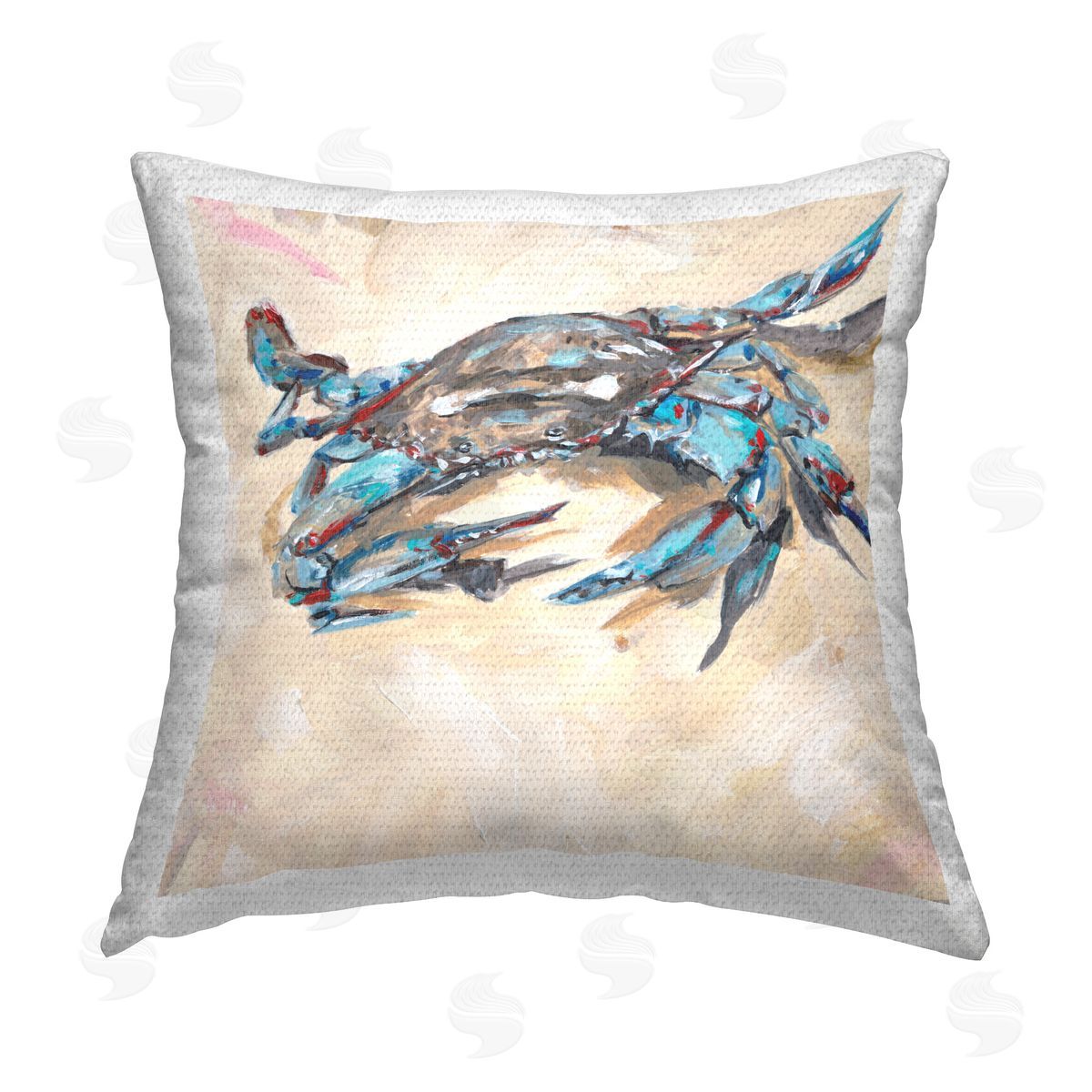 Melissa Wang Blue Beach Crab Outdoor Quick-Dry Polyester Printed Throw Pillow