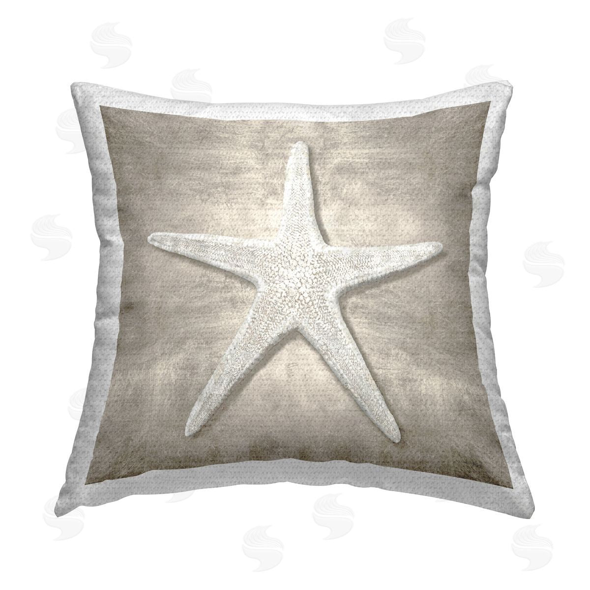 Amber Sterling Grey Detailed Starfish Outdoor Quick-Dry Polyester Printed Throw Pillow